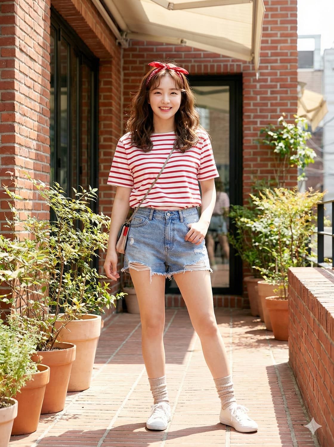 SAINT JAMES 세인트제임스 레드 스트라이프 반팔 티셔츠 상품이미지1