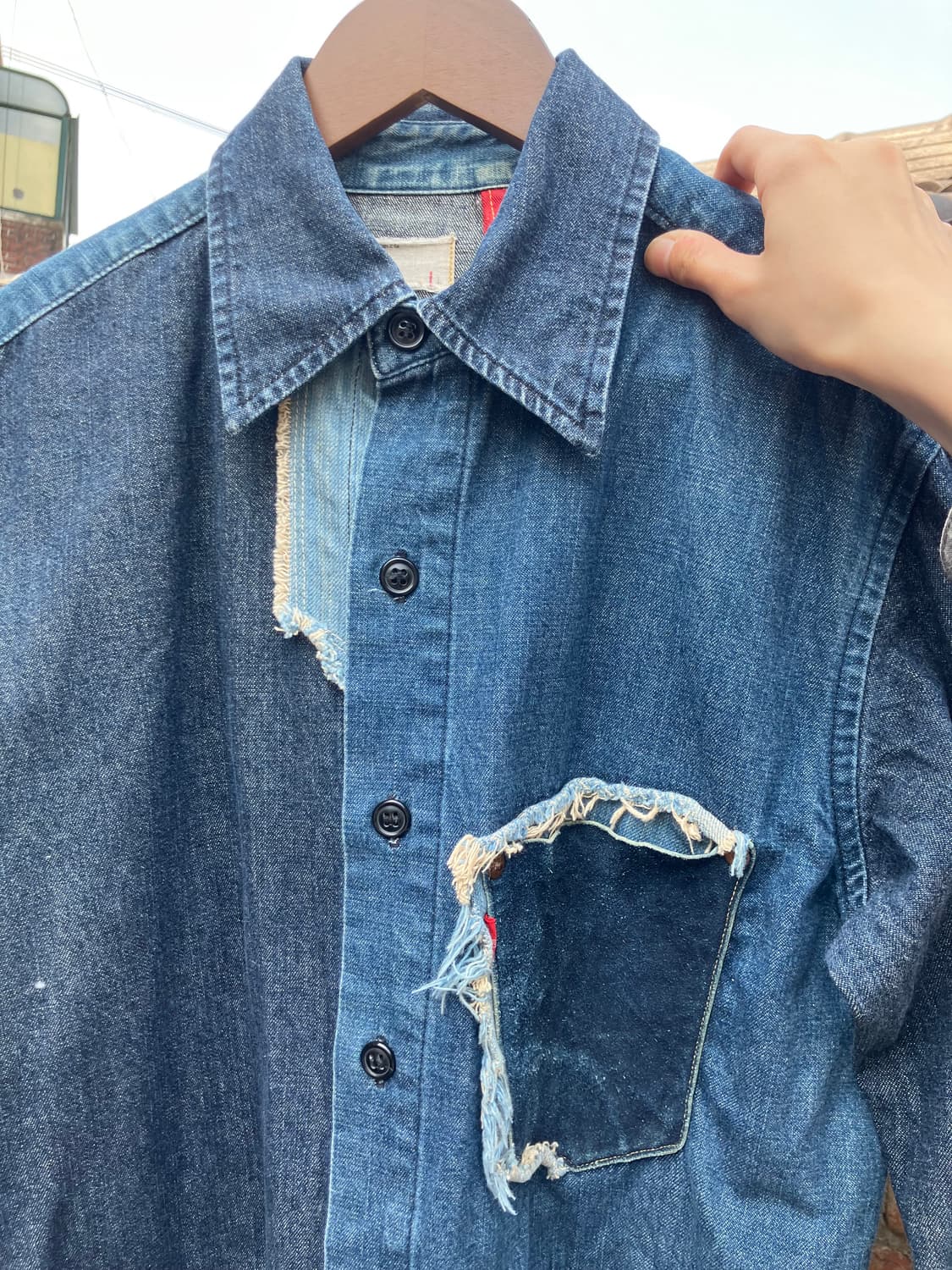 Levi’s 데미지드 데님 리워크 셔츠 L 상품이미지5