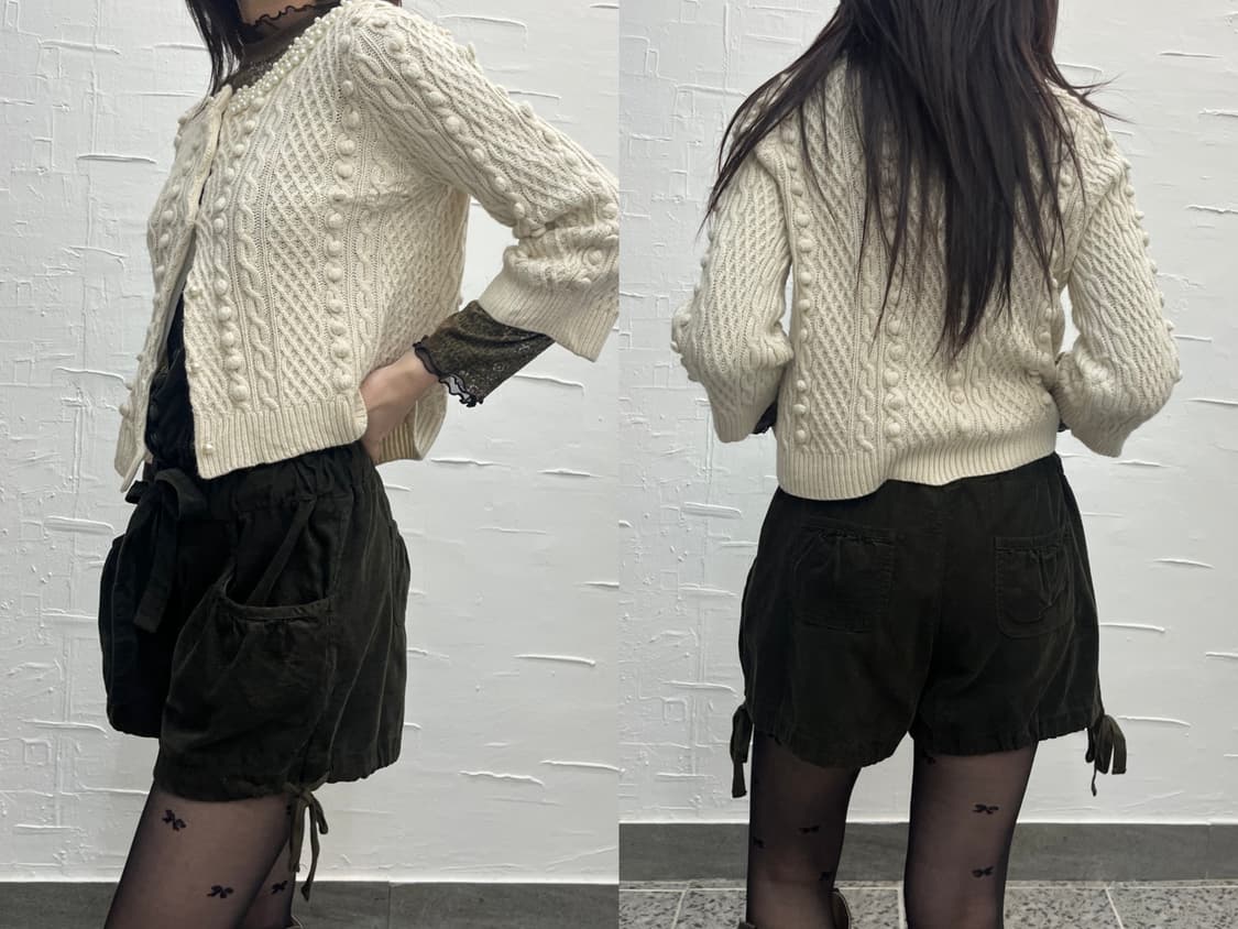 creamy perl detail cardigan 상품이미지2