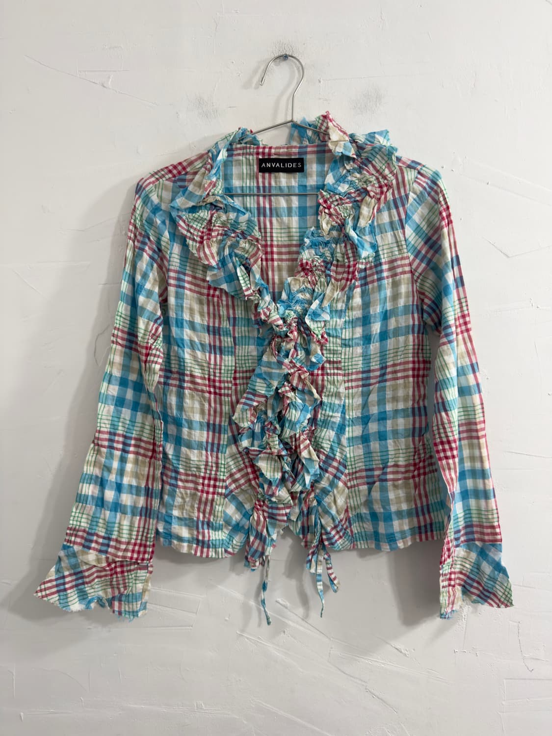 anvalides check frill shirt 상품이미지4