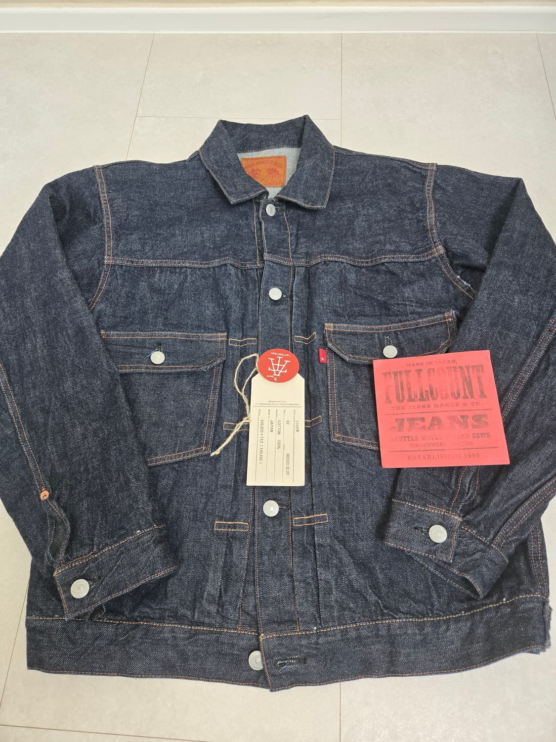 풀카운트 2102w 원워시 데님자켓 42 상품이미지1