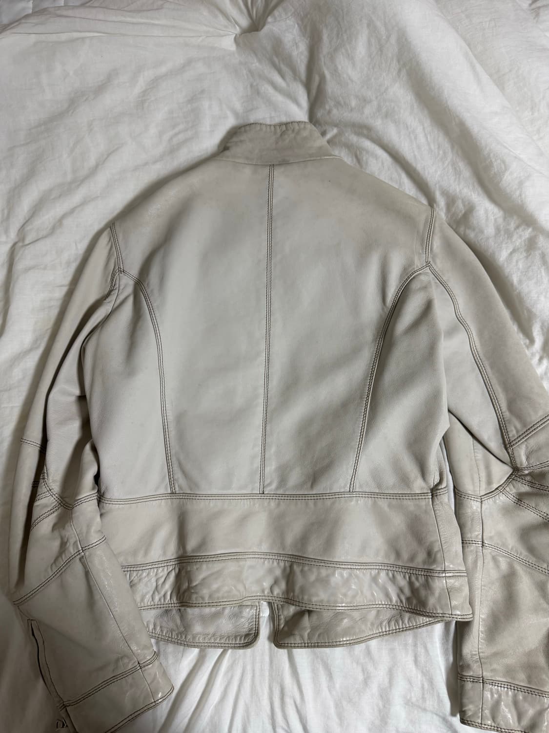 재패니즈 빈티지 절개 스티치 레더 자켓 상품이미지4