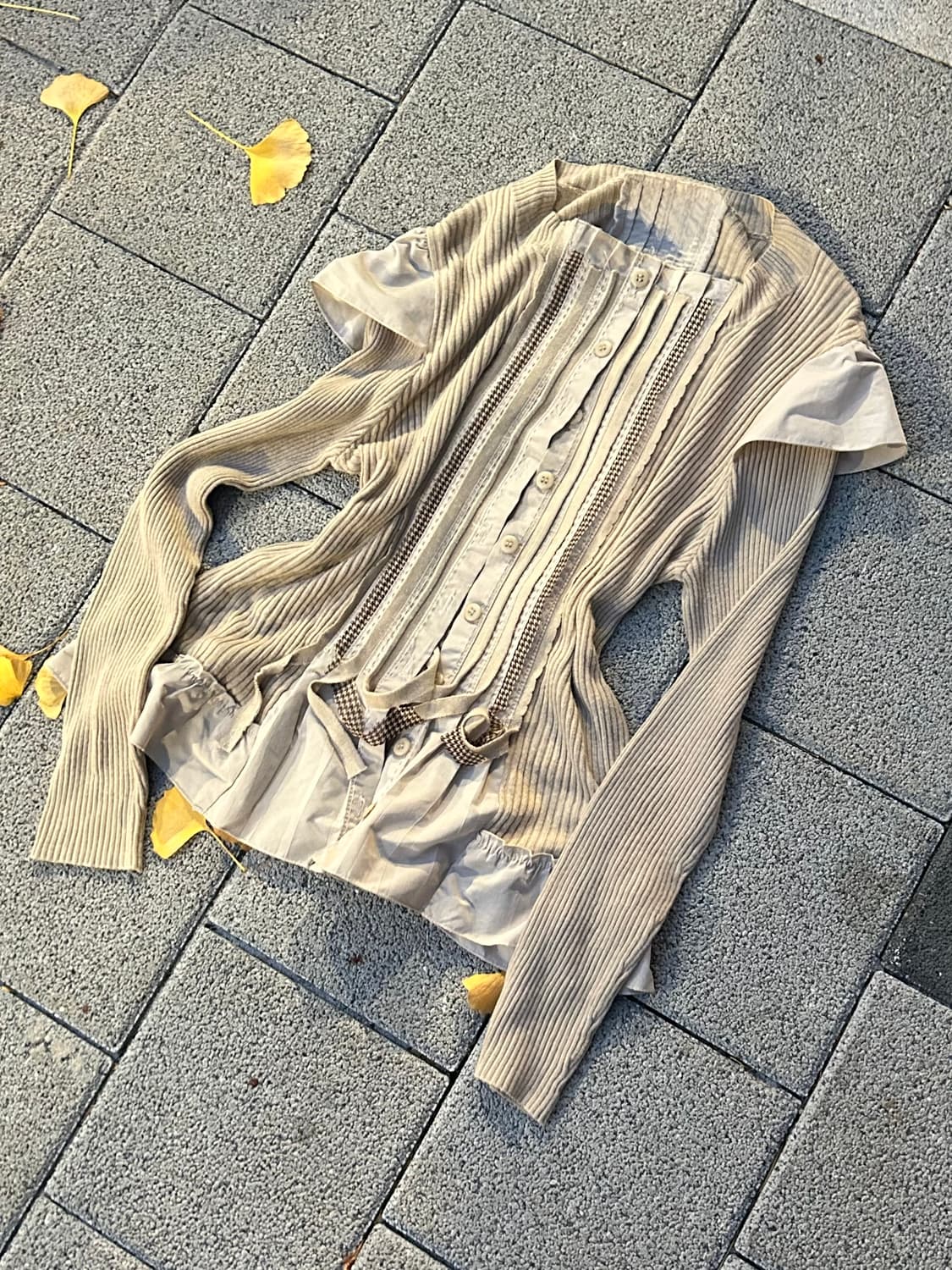 2000s JPN 라떼갸루 베이지 프릴 가디건  상품이미지1