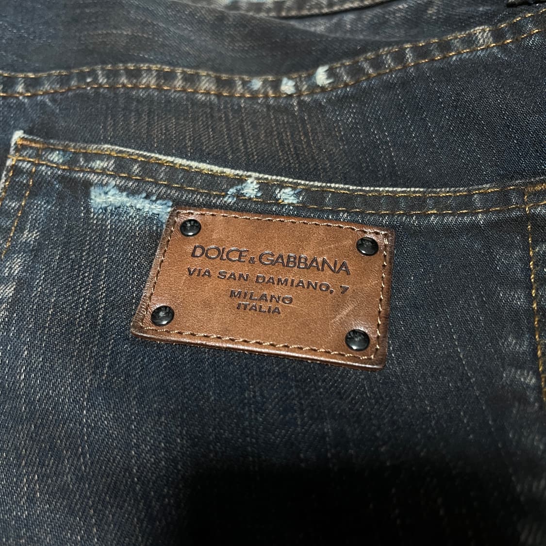 Dolce & Gabbana 레더 패치 데미지 워싱 진 상품이미지3