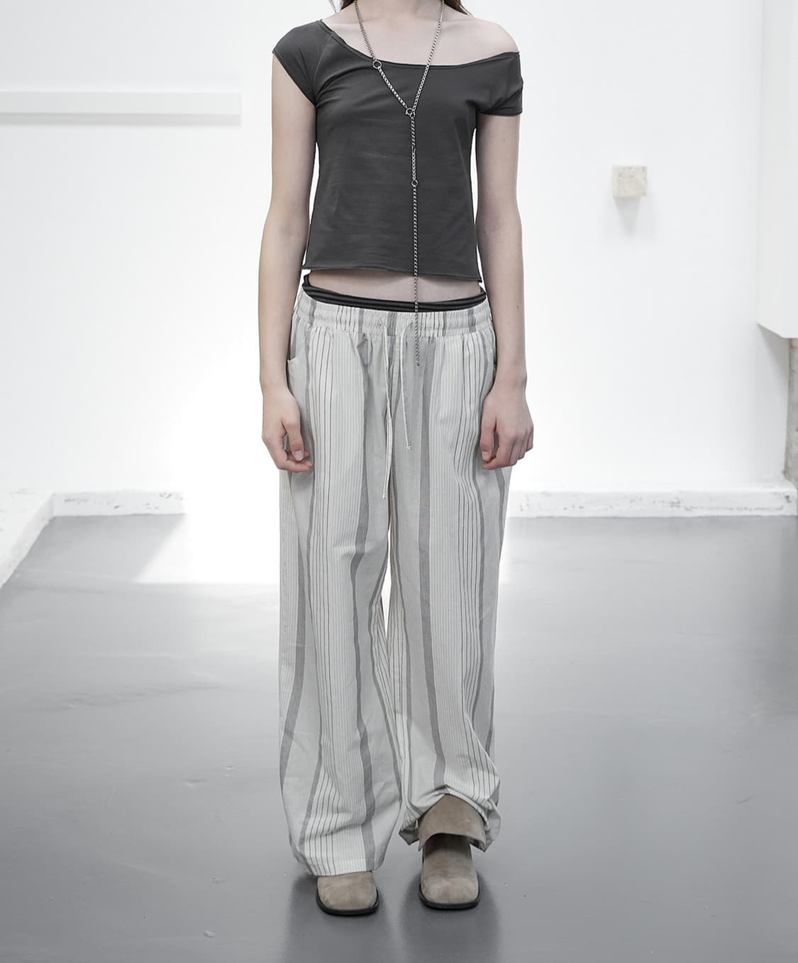 세릭 스트라이프 코튼 팬츠 상품이미지1