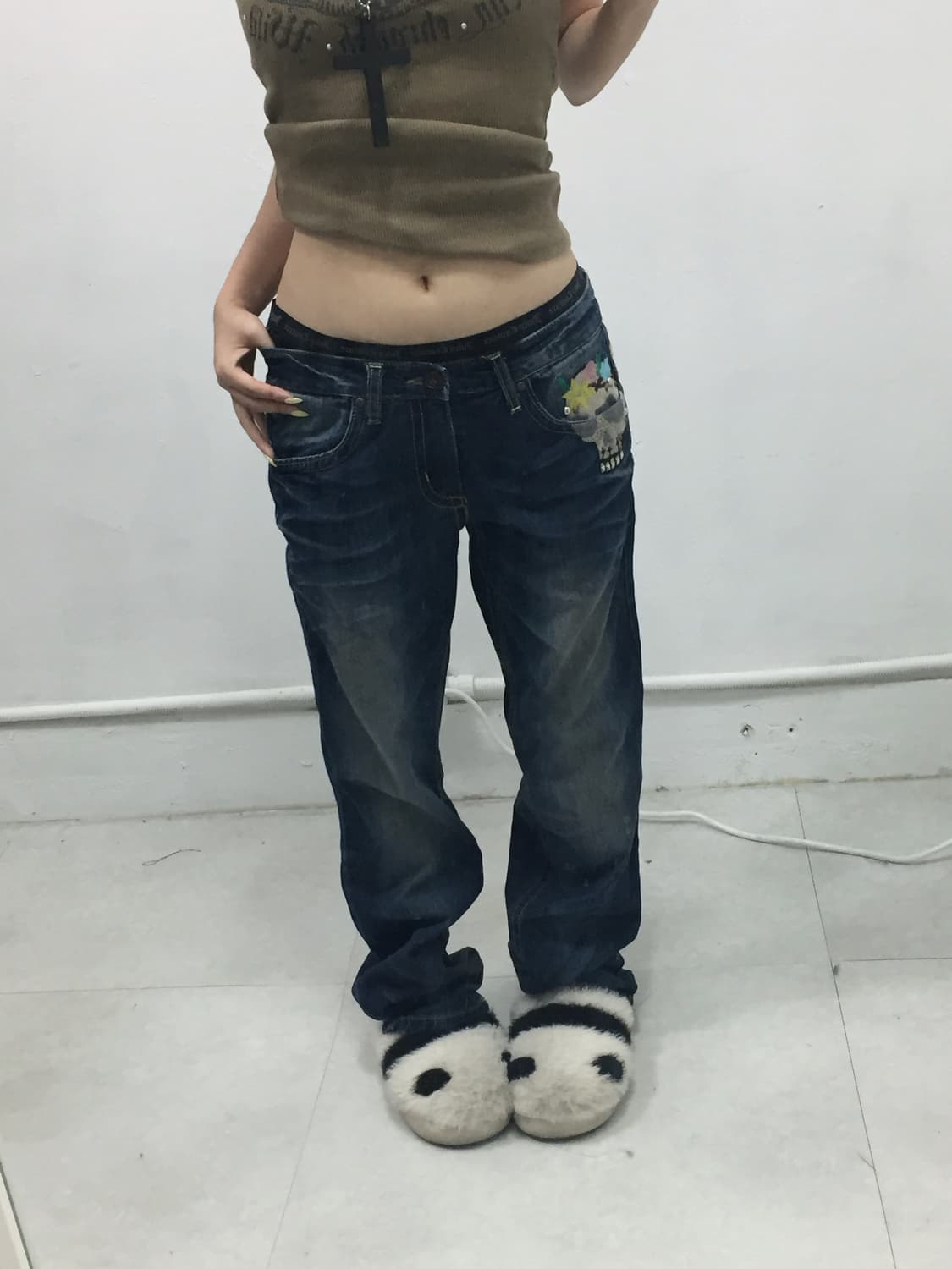 [LOLITA JEANS] 로리타 진스 스터드 펑크 스컬 자수 데님진 상품이미지2