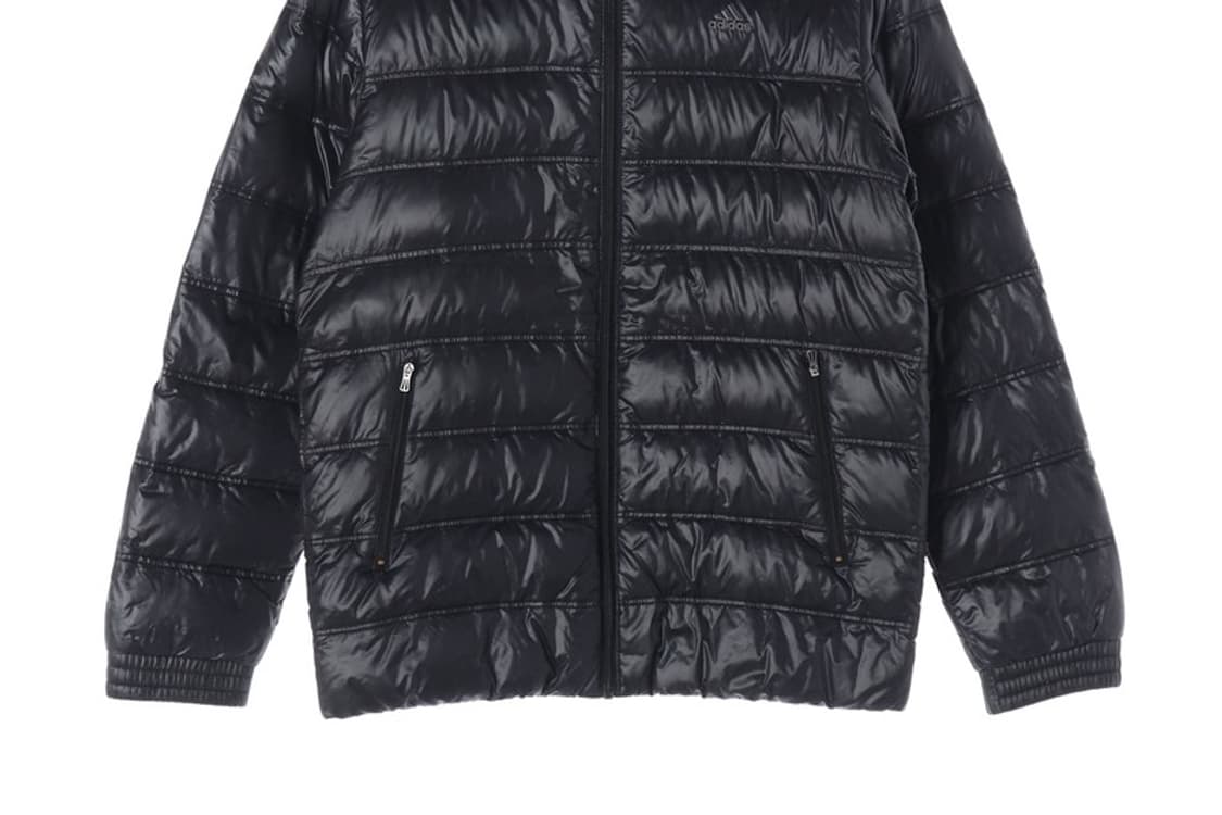 아디다스 구스 베이직2 블랙 유광 숏패딩 M 상품이미지5