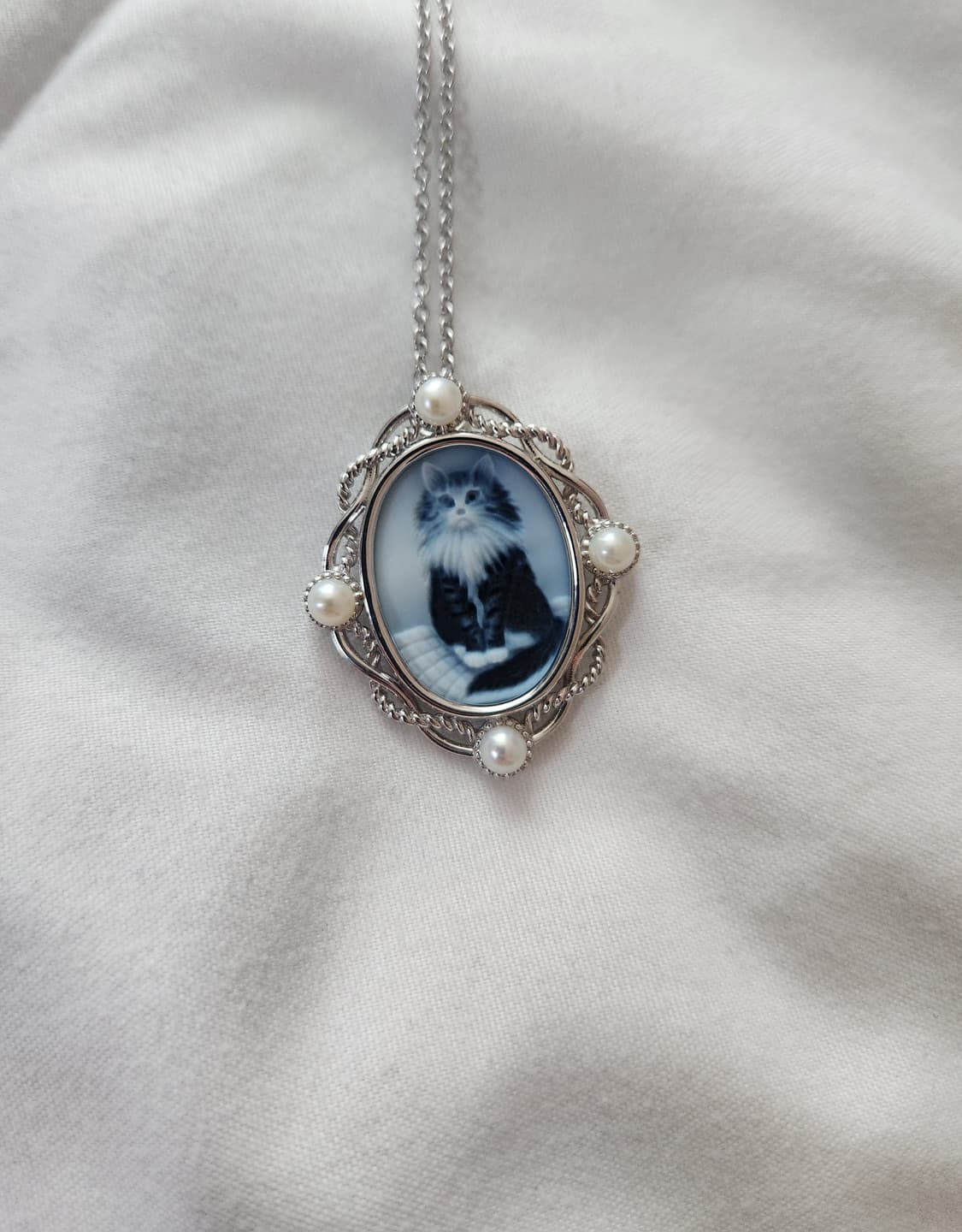 아게이트 고양이 카메오 펜던트 목걸이 상품이미지1