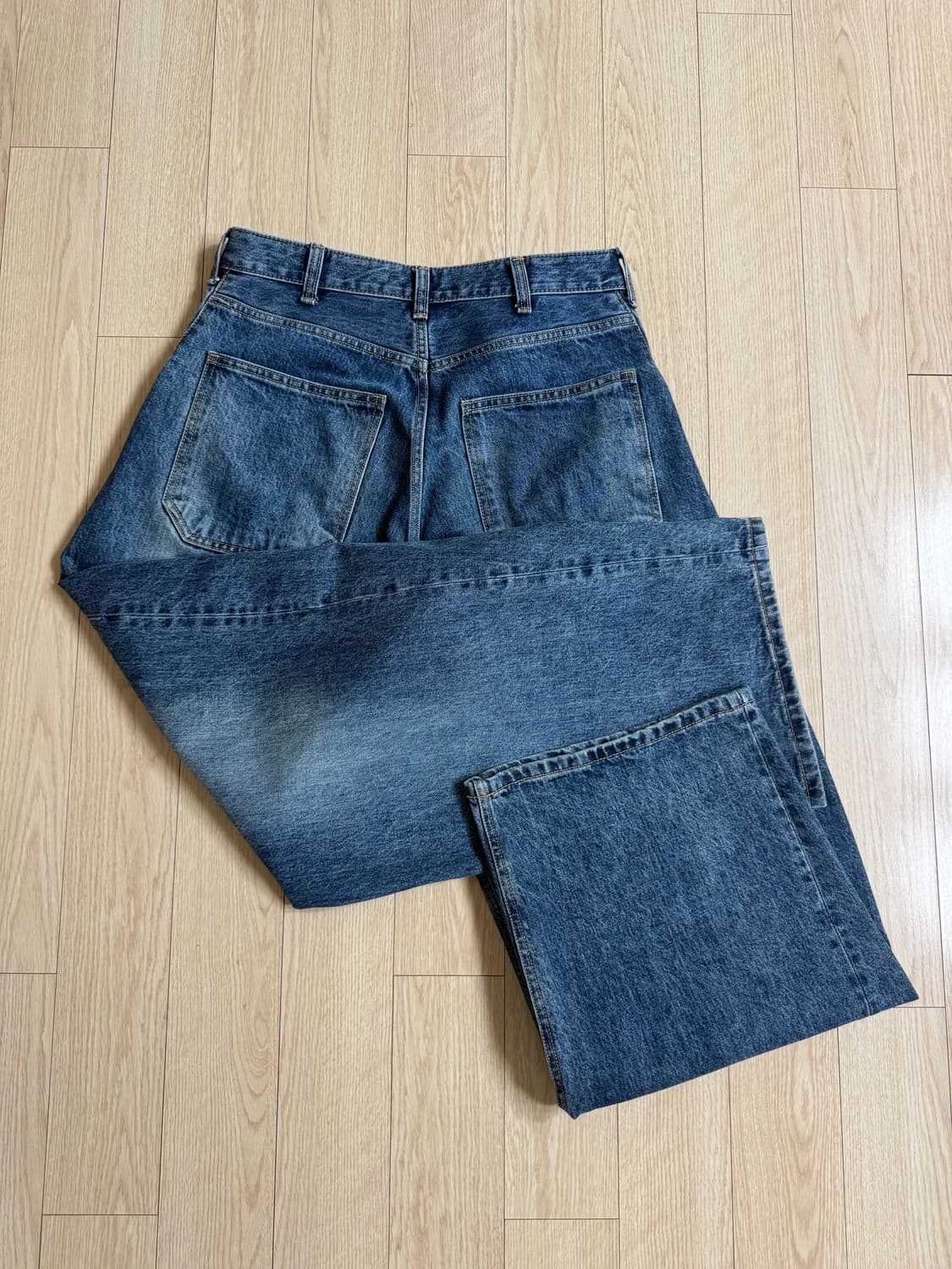 해칭룸 와커진 (와이드 커브진) 워시드 블루 3사이즈 상품이미지4