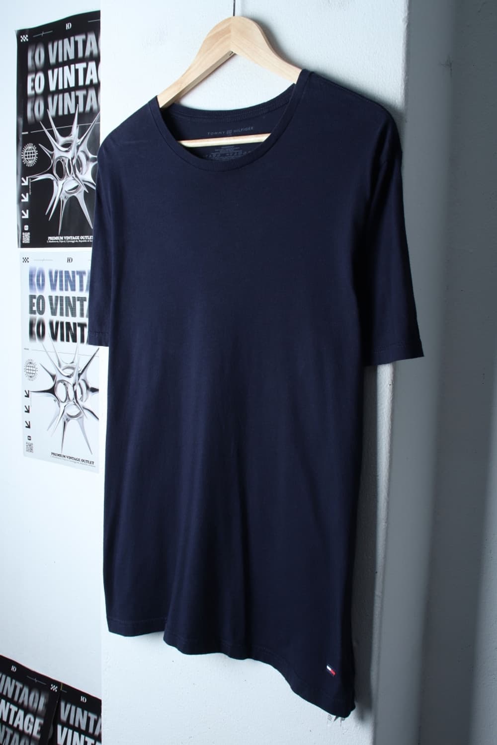 (L-XL) 타미힐피거 반팔 티셔츠 네이비 무지 기본-H30119 상품이미지1