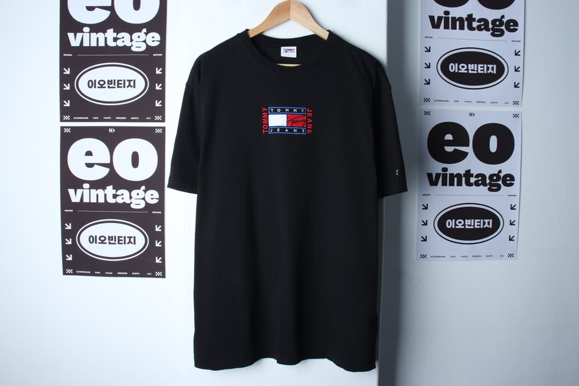 (L-XL) 타미힐피거 반팔 티셔츠 스몰로고 블랙 올드스쿨-H31939 상품이미지2