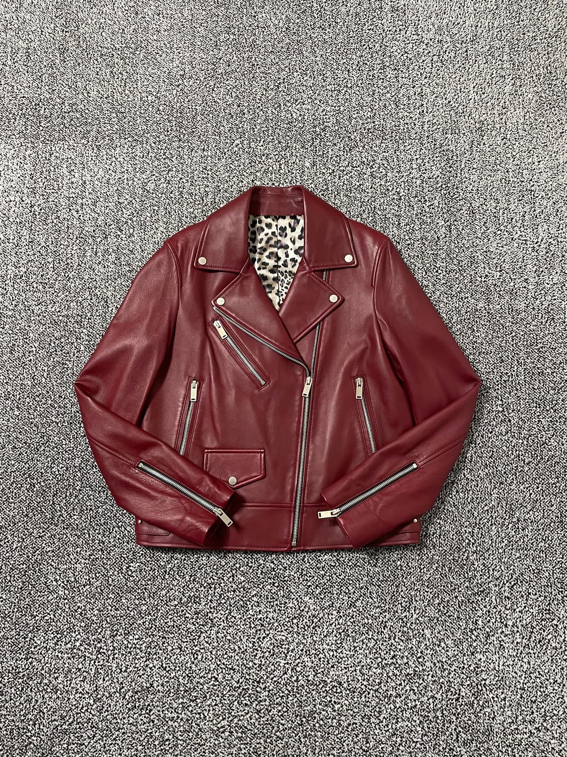 빈티지9. GGPX 양가죽 레드 레더 가죽자켓 안감 호피 상품이미지1