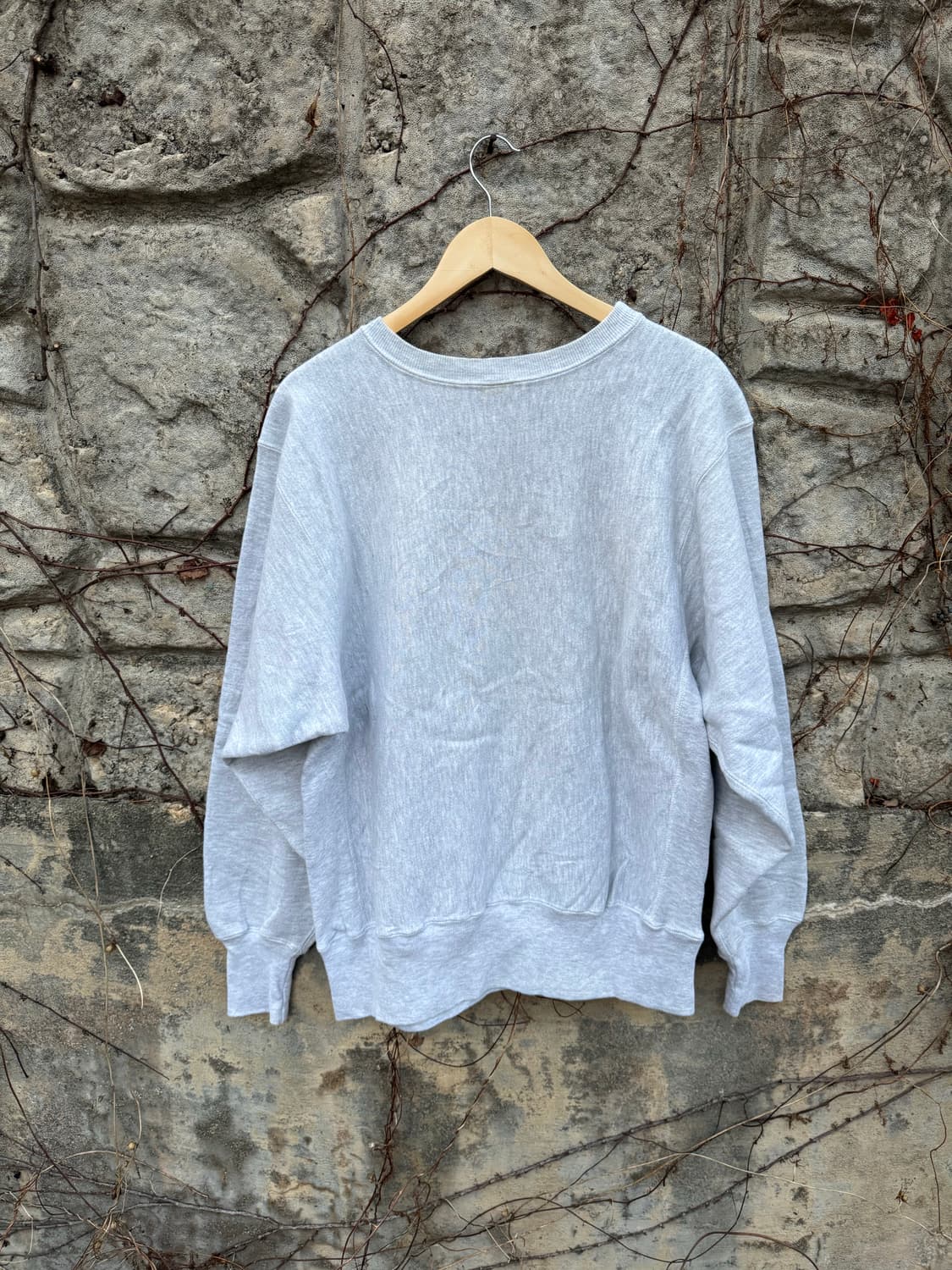 90s 챔피언 빈티지 리버스위브 자수로고 플레인 스웻 셔츠 맨투맨 회색 상품이미지2