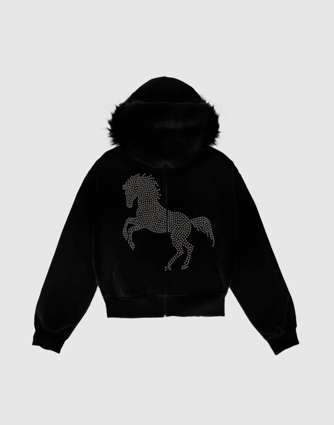 604서비스 스터드 퍼 후디 블랙 미개봉 새제품 판매 상품이미지1