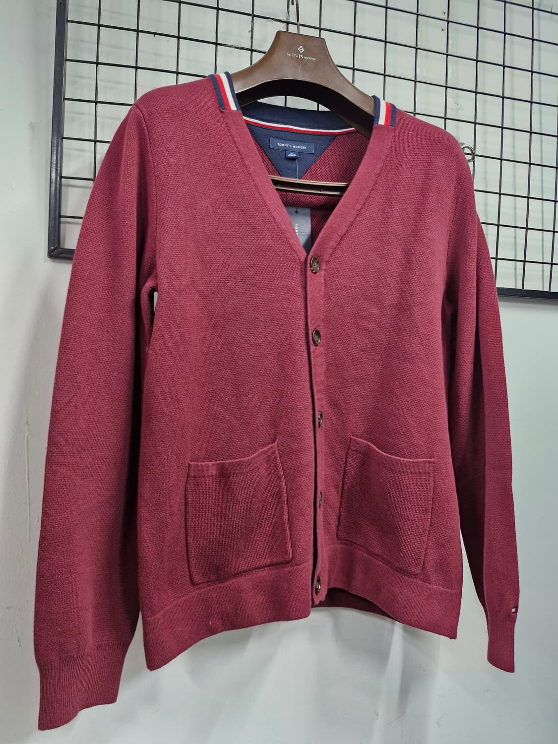 95M 타미힐피거 버건디 가디건. 상품이미지2