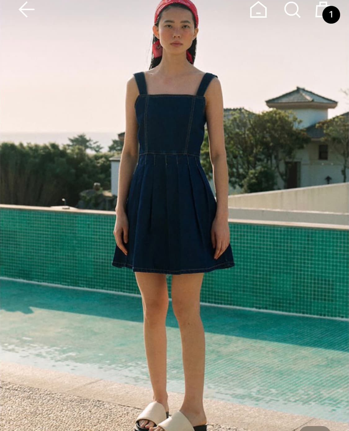 구호플러스 Pleats Denim Mini Dress Blue - 1 상품이미지1
