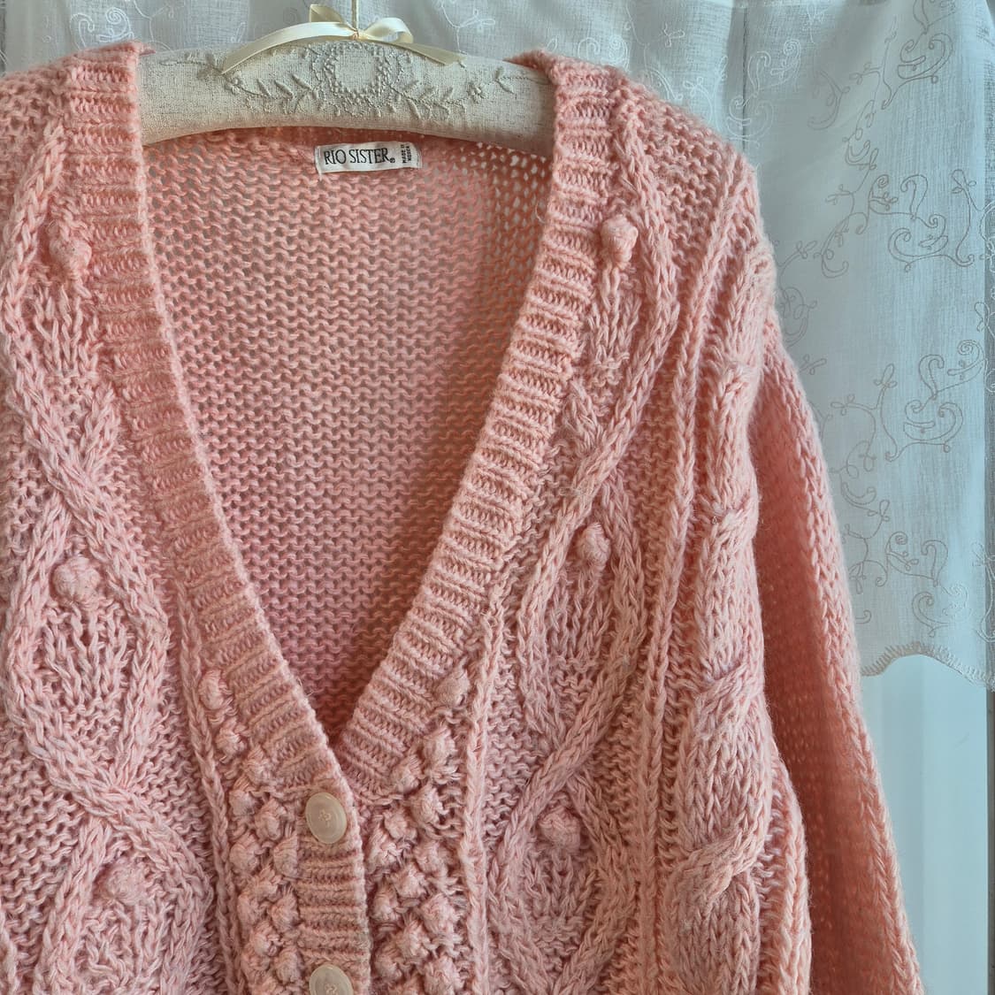 핑크 꽈배기 니트 가디건 상품이미지2