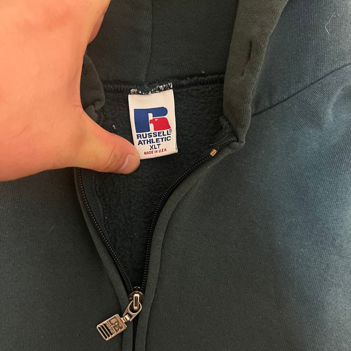 [XL] 00s USA 빈티지 러셀 후드집업 포레스트 그린 상품이미지3