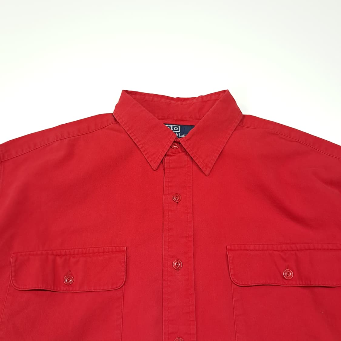 CL763 L 90s 미국판 코튼 트윌 포켓 레드 워크 셔츠 남방 상품이미지2