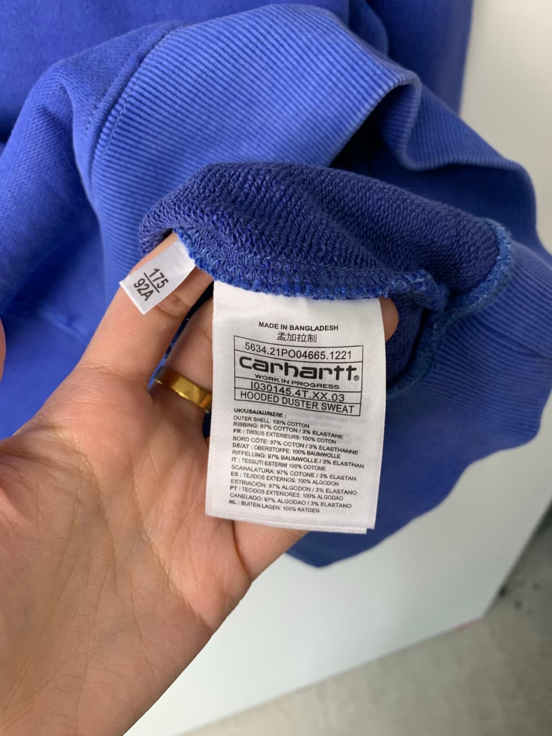 칼하트 wip 스펠아웃 블루 후드티 상품이미지5