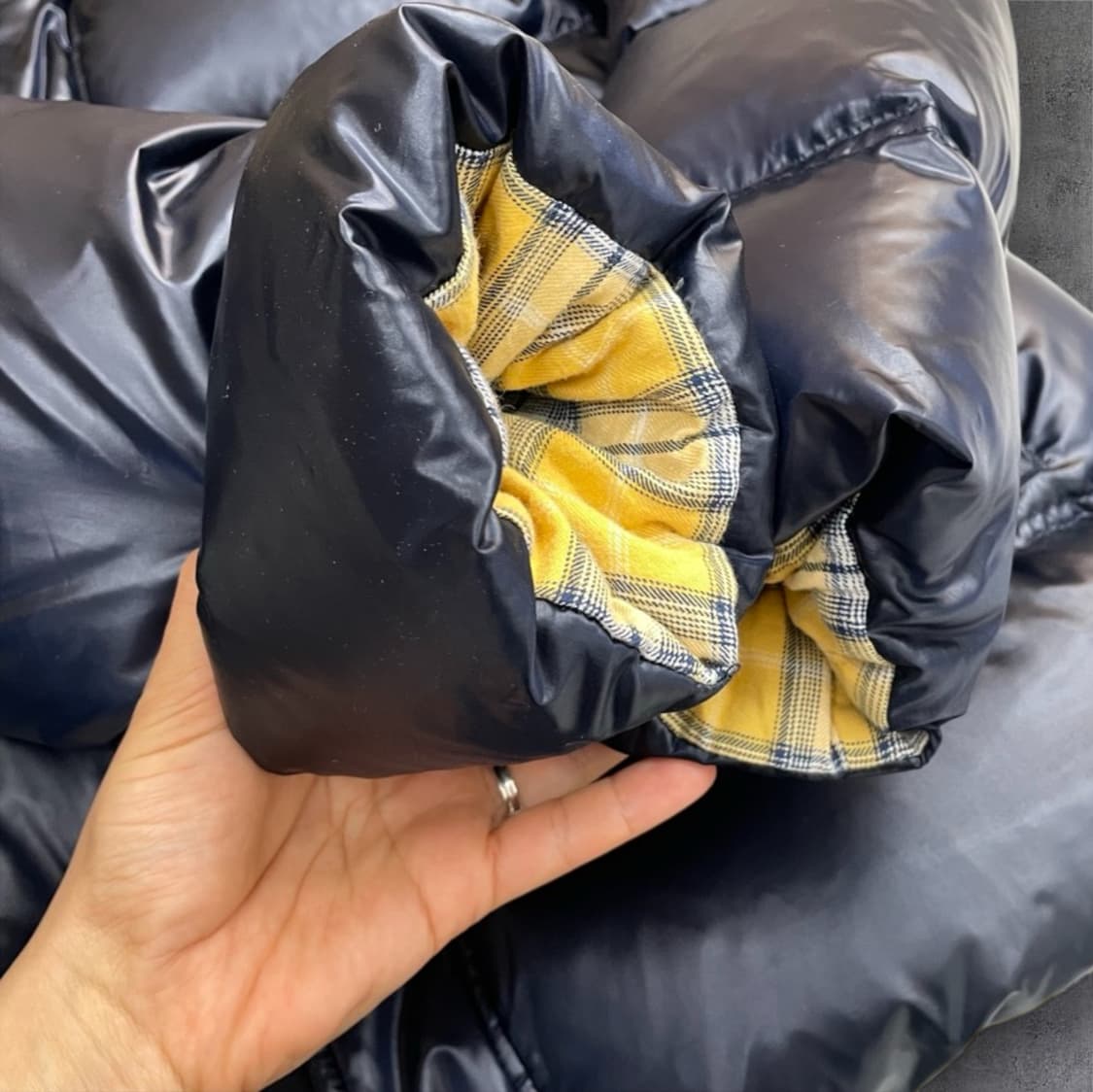 아더에러 ADER ERROR 네이비 옐로체크 17aw 리버시블 푸퍼패딩 상품이미지4