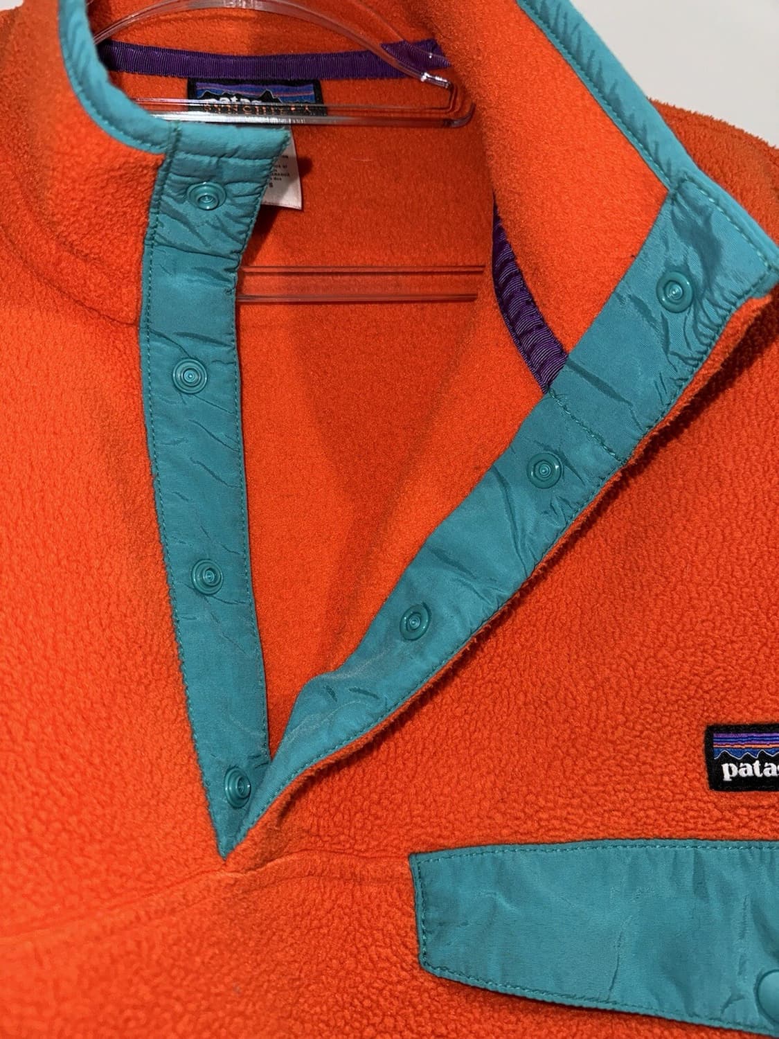 12FW 파타고니아 신칠라 스냅-T 플리스 오렌지 민트 포켓 상품이미지3