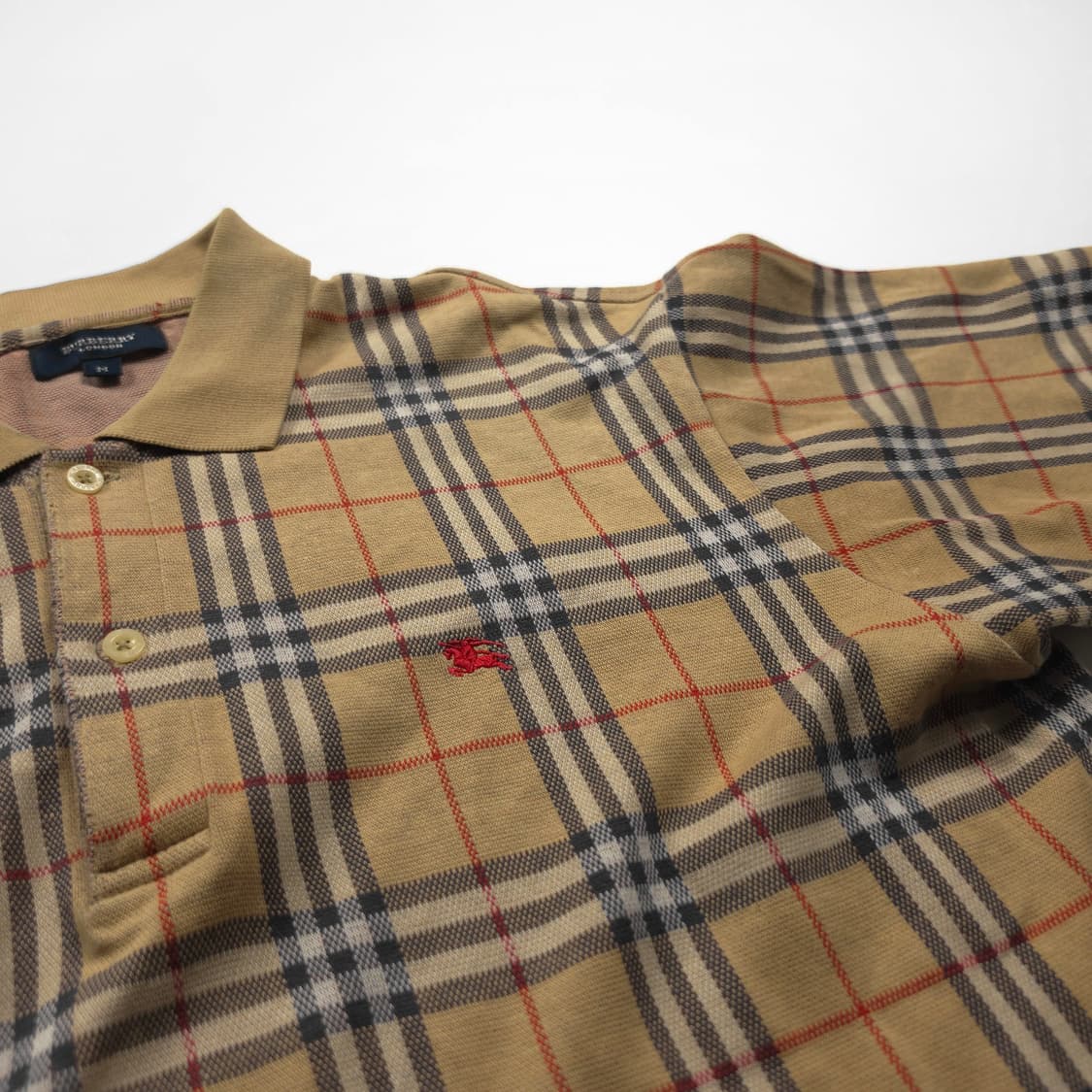 버버리 아카이브 베이지 노바체크 피케이 타셔츠 (M) 상품이미지4