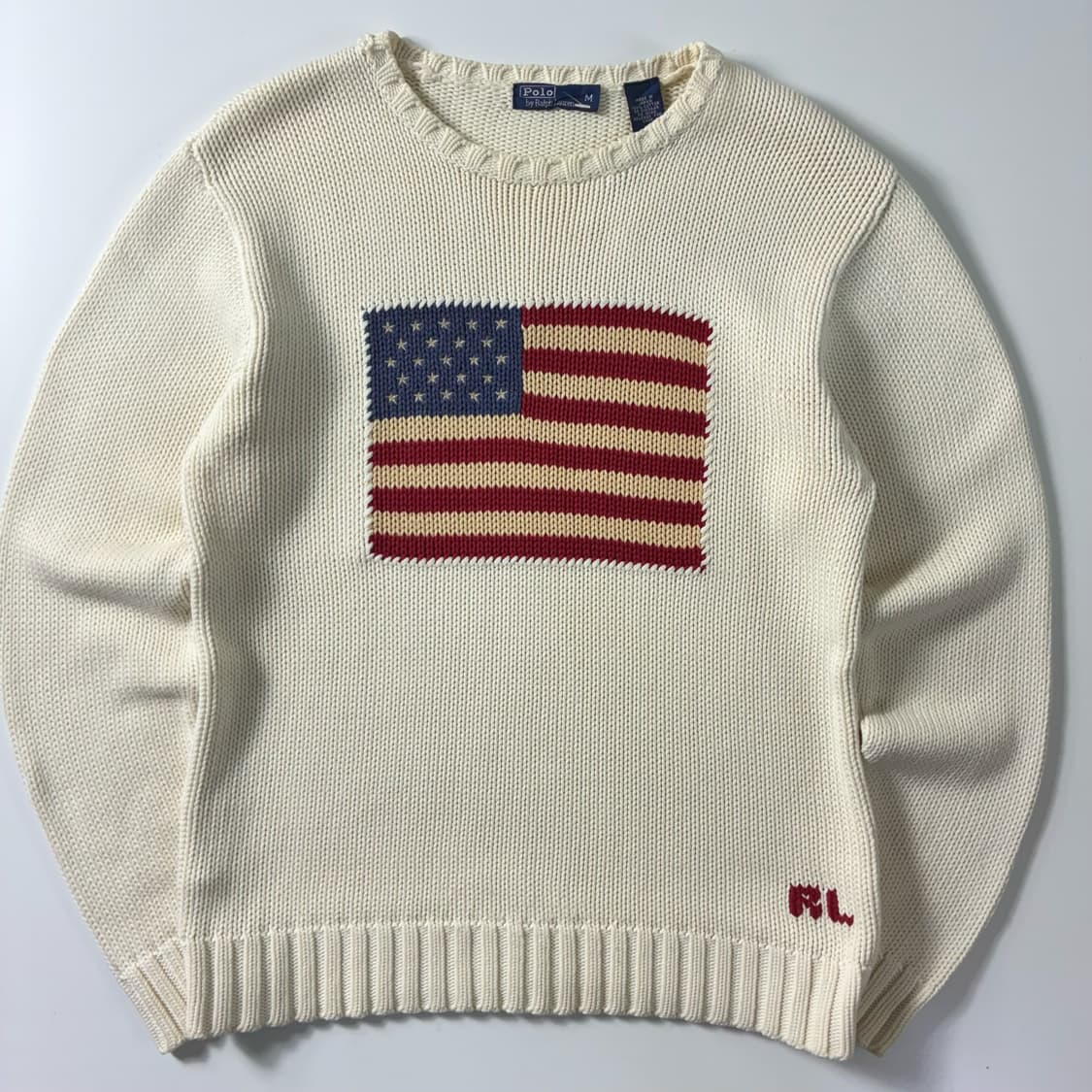 Polo  폴로 랄프로렌 코튼 화이트 성조기 니트  상품이미지1