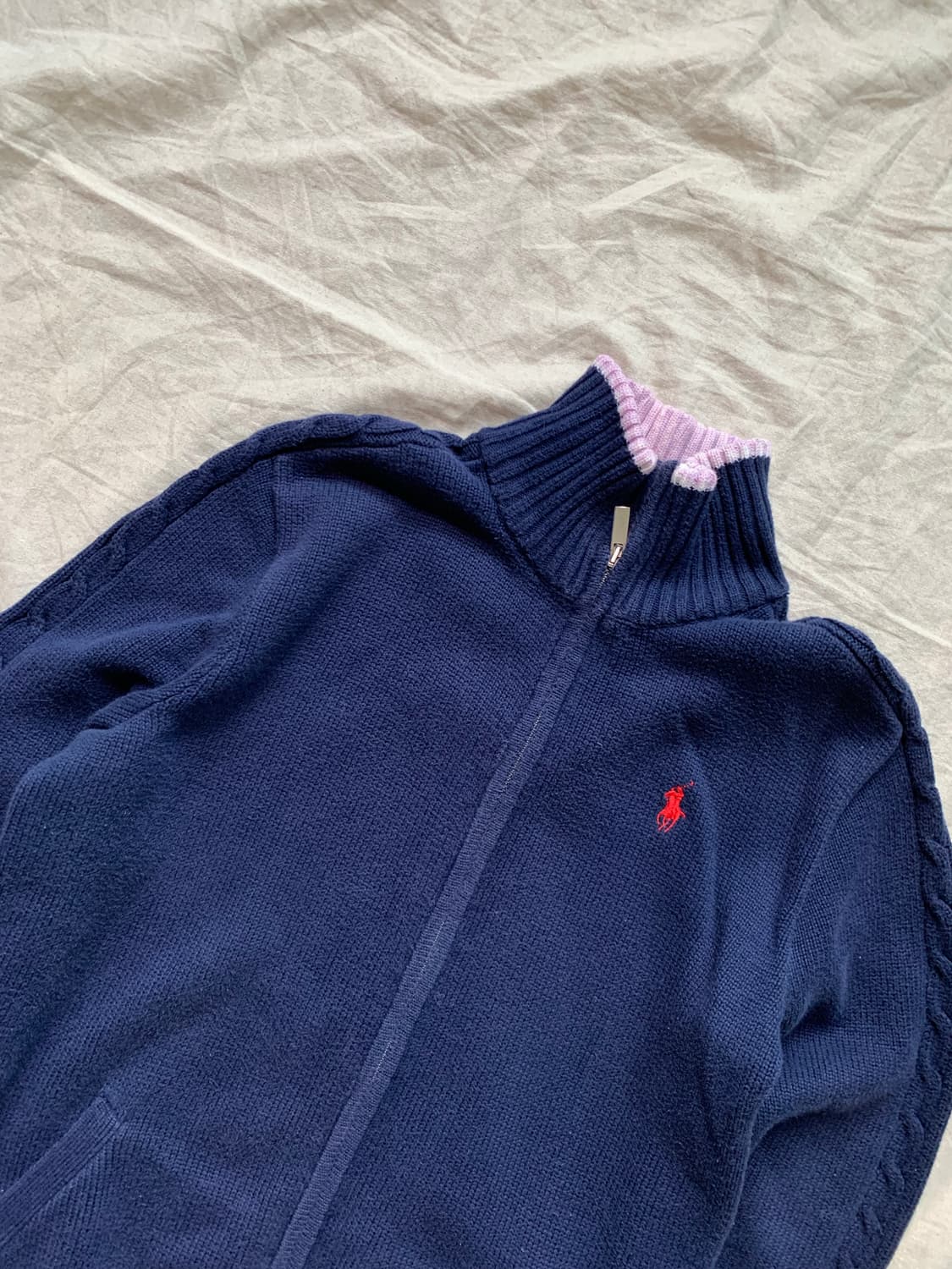 폴로 랄프로렌 포니 로고 네이비 니트 집업 상품이미지6
