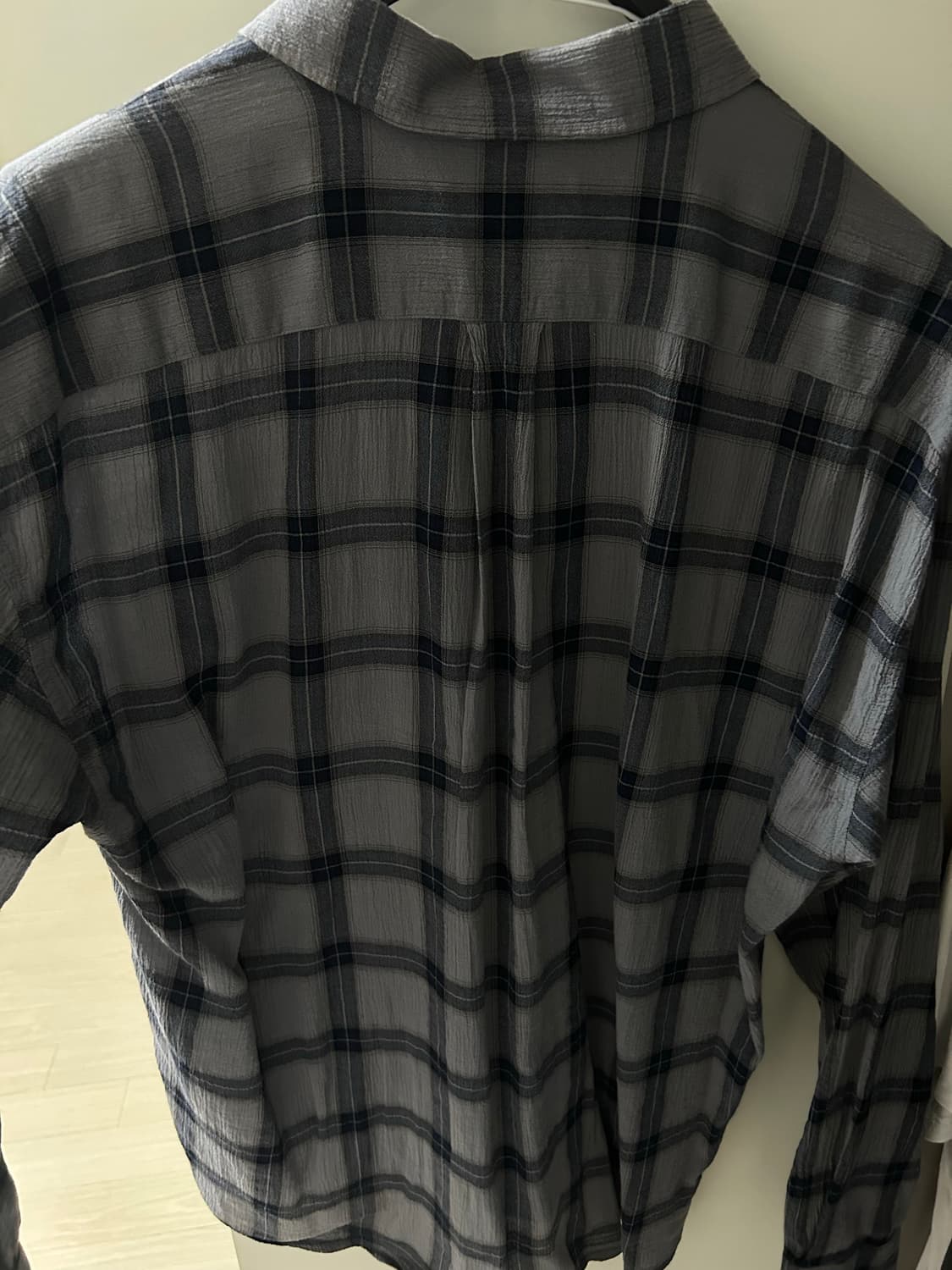 해칭룸 클래식 셔츠 오버 다이드 체크 블루 그레이 팝니다 상품이미지2