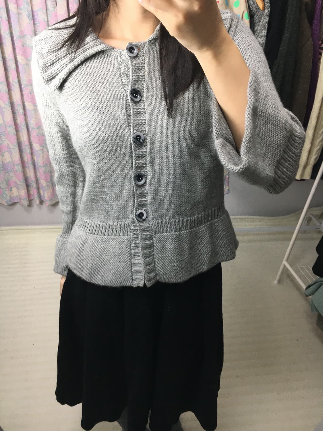 그레이 카라 니트 가디건 상품이미지5
