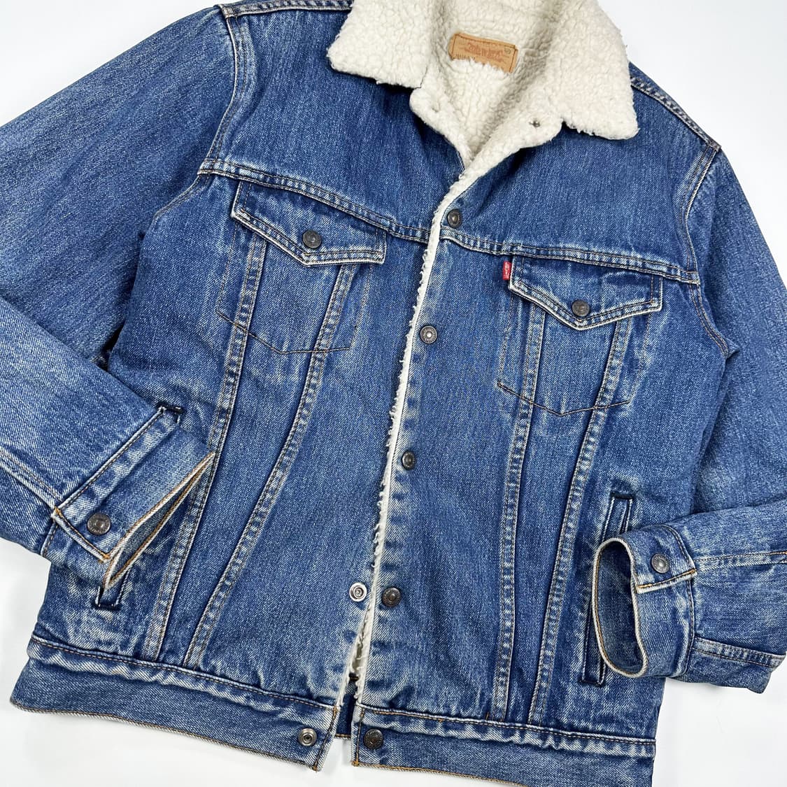 80s 리바이스 빈티지 양털 쉐르파 데님 트러커자켓 M 상품이미지3