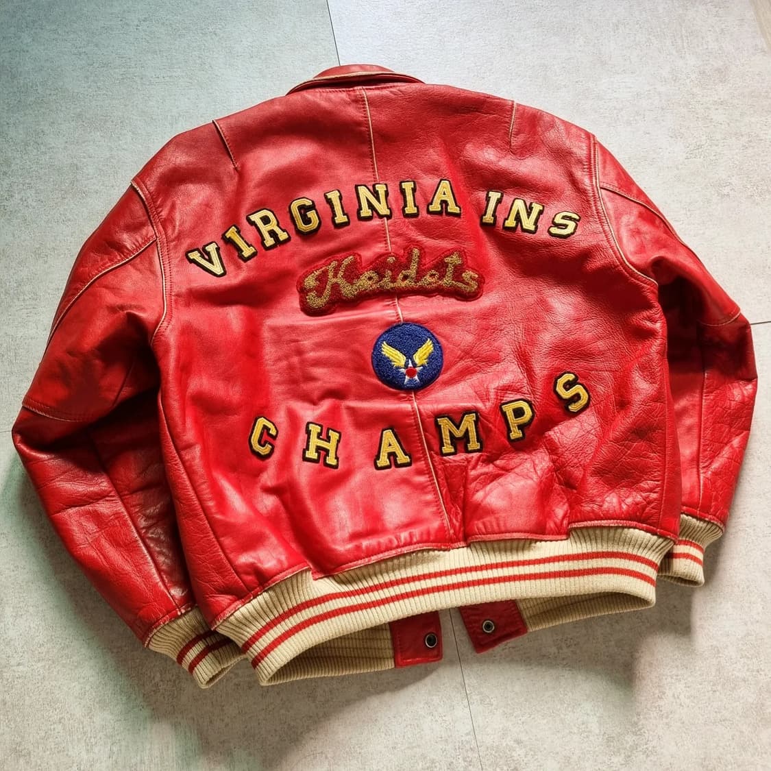 90s 아비렉스 레더 바시티 자켓 S(105) sz 상품이미지10