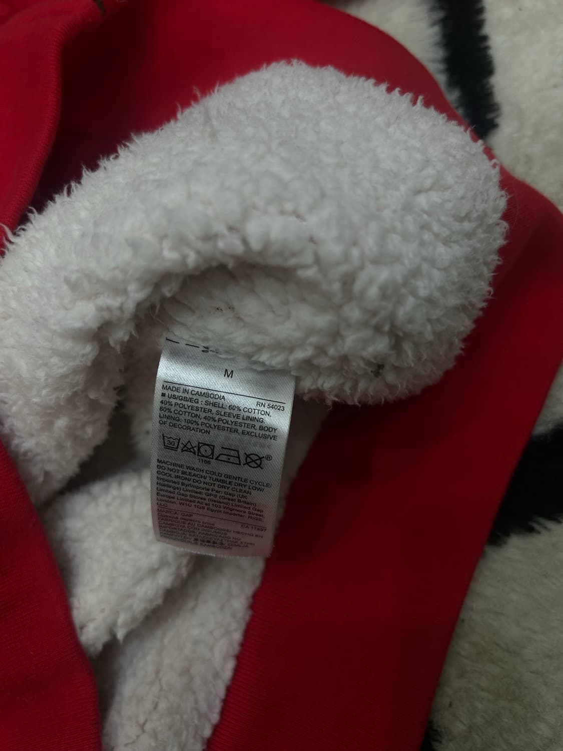 [M]GAP 빅로고 쉐르파 후드집업/레드 상품이미지5