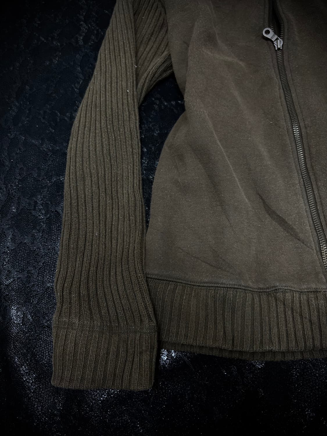 Grunge&Minimal Mood Knit Khaki Zip Up 상품이미지3
