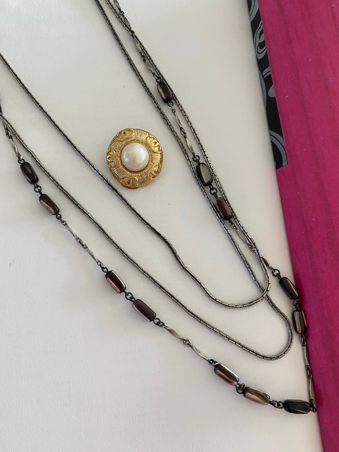 빈티지 브라운 비즈 3중 레이어드 네크리스 목걸이  상품이미지6