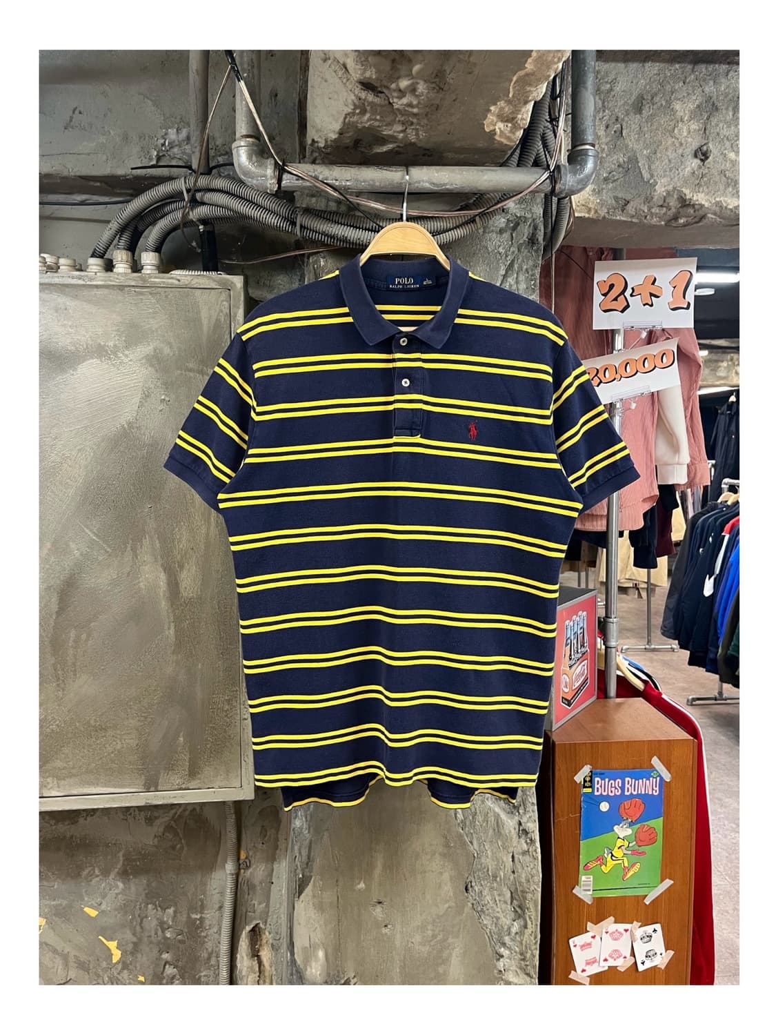 폴로 랄프로렌 스트라이프 반팔 카라티 네이비 L #csz3398  상품이미지1