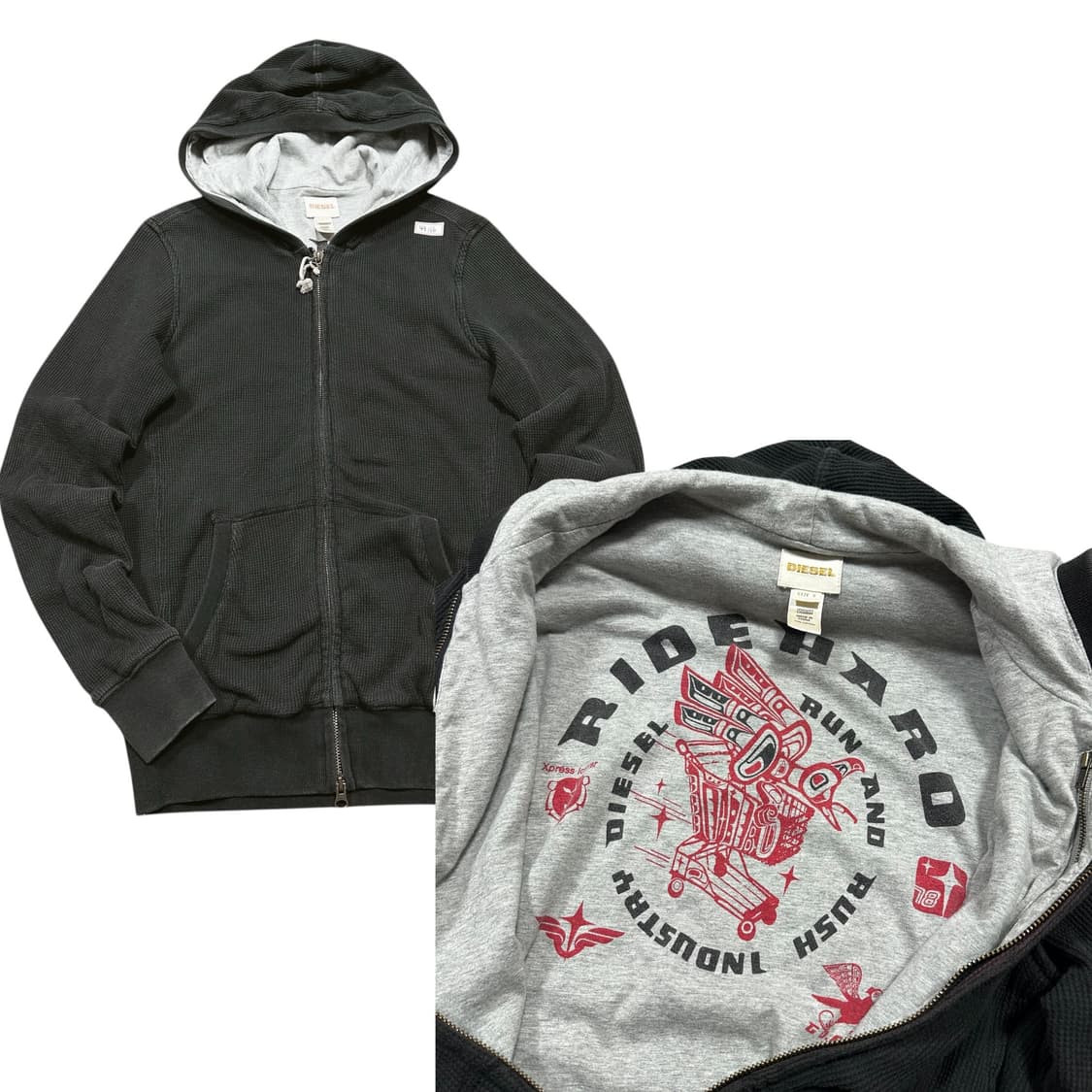 ✨ (바배) 디젤 와플 블랙 후드 집업 상품이미지1