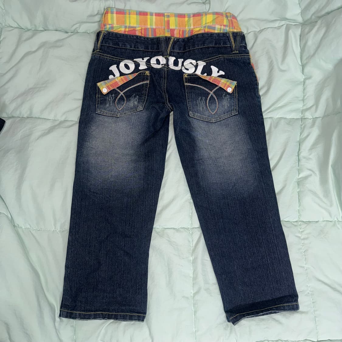 키치 갸루 y2k 9부 데님 팬츠  상품이미지1