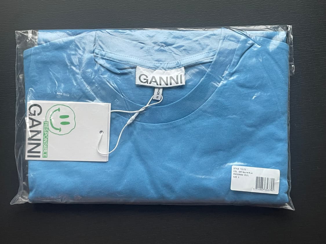 Ganni 가니 블루 로고 티셔츠 S 상품이미지2