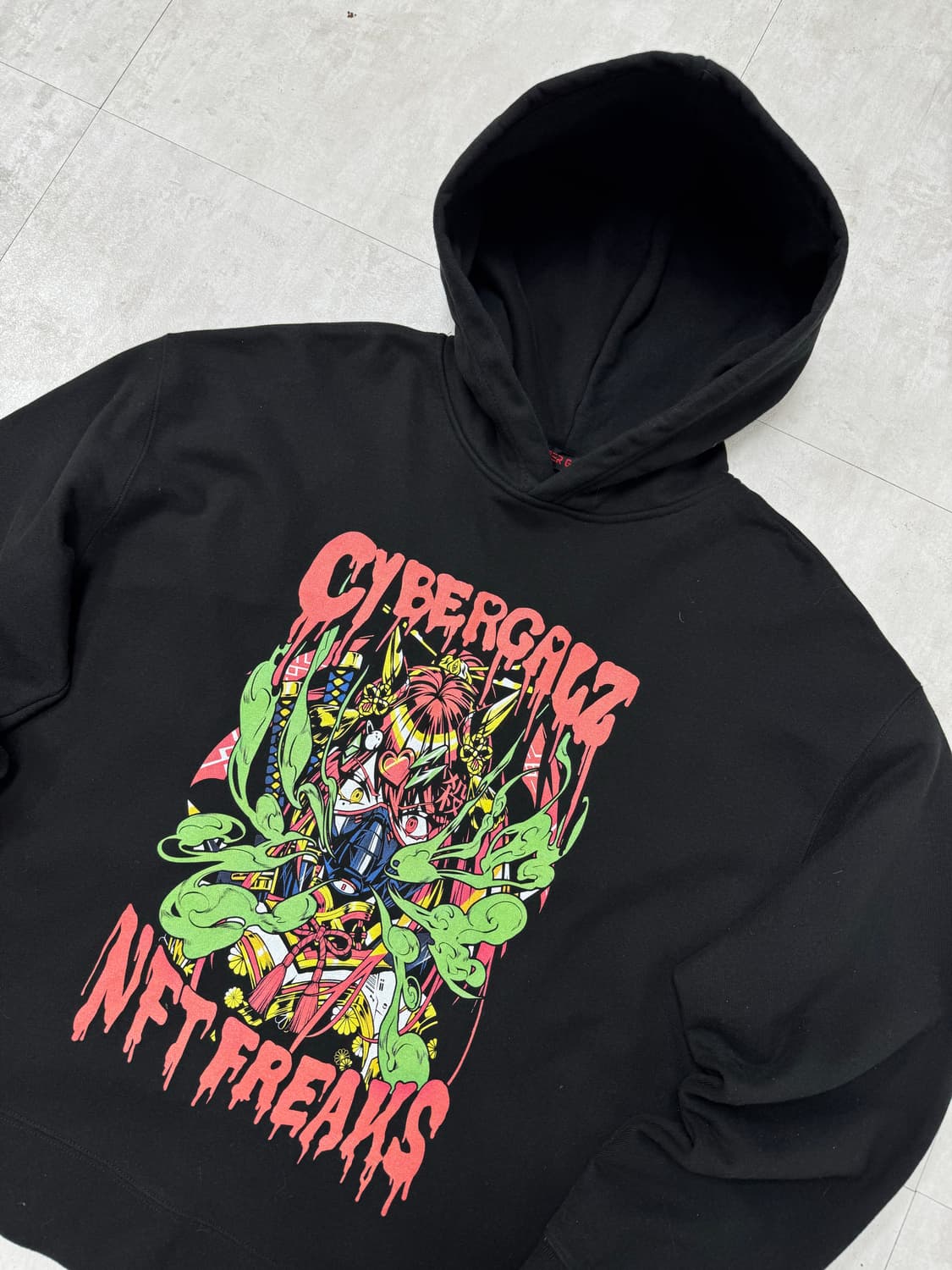 •CYBER GALZ NFT FREAKS 그래픽 오버핏 후드 블랙 상품이미지2