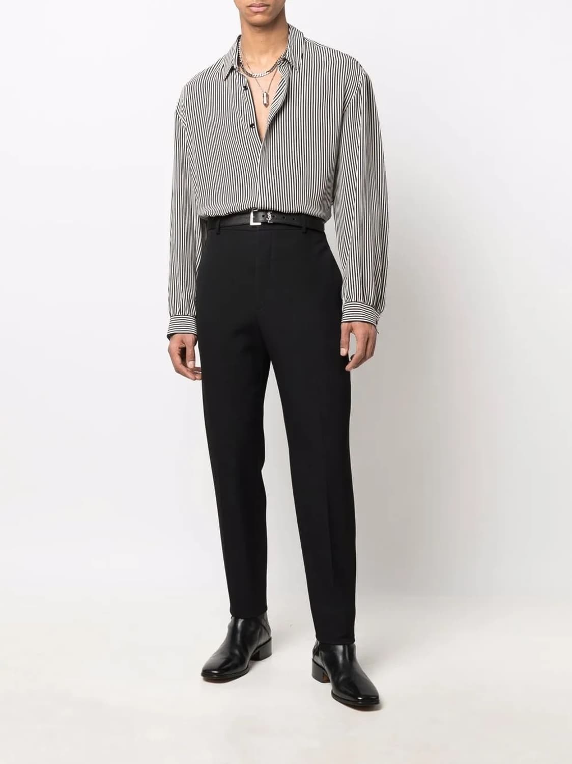 [BTS 지민님 착용] 생로랑 22ss 크레페 스트라이프 실크 셔츠 상품이미지2