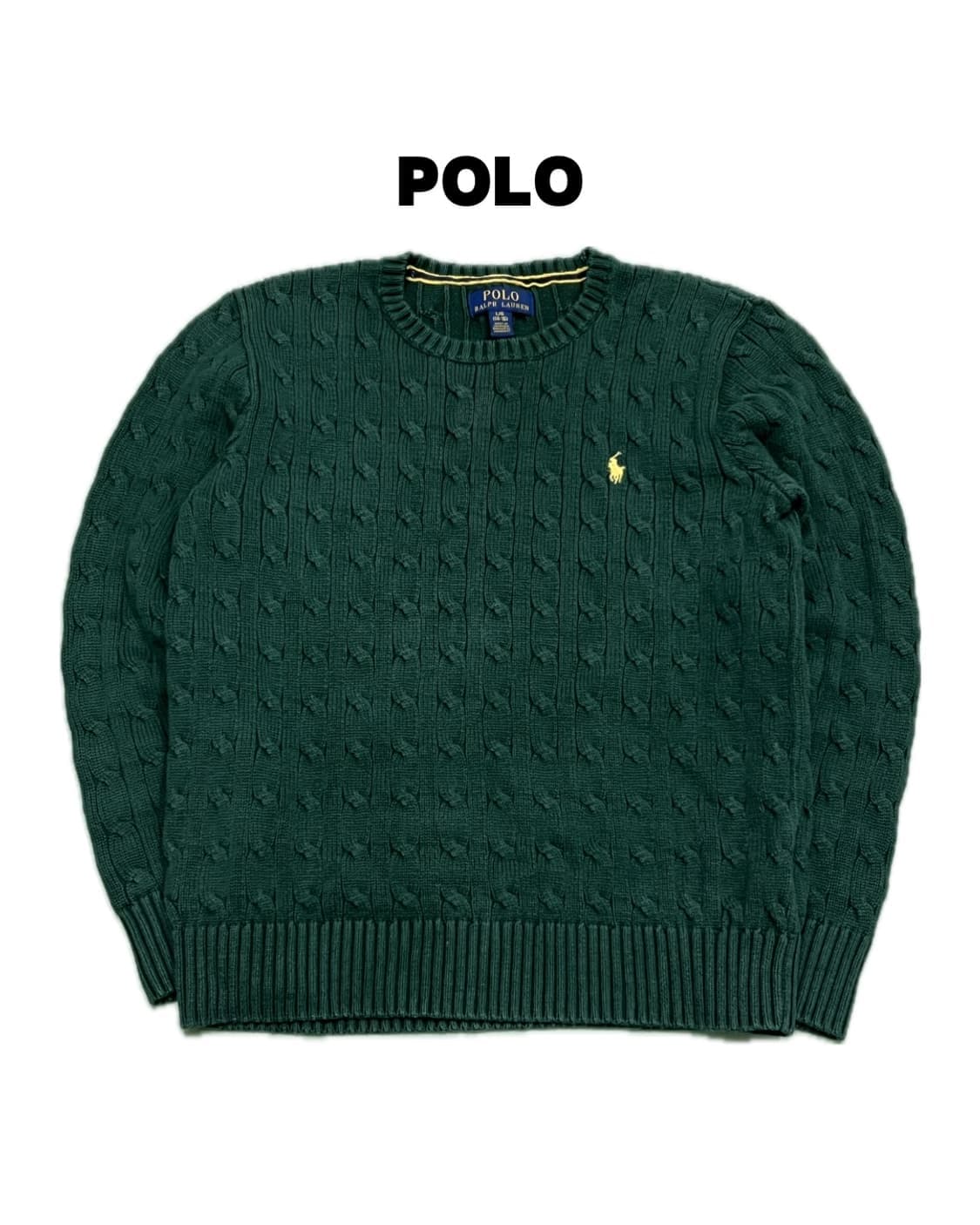 (L) 폴로 랄프로렌 주니어/우먼스 꽈배기 케이블 니트 그린 상품이미지1