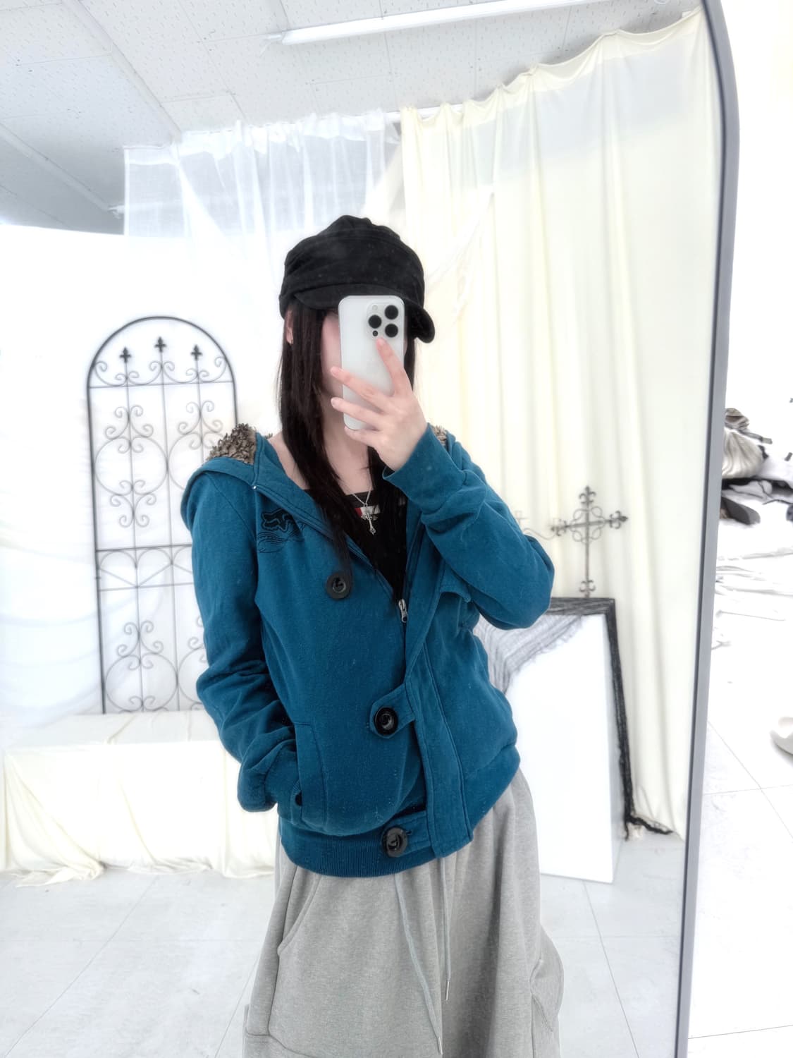 Y2K 틸 플리스 후드 점퍼 상품이미지6