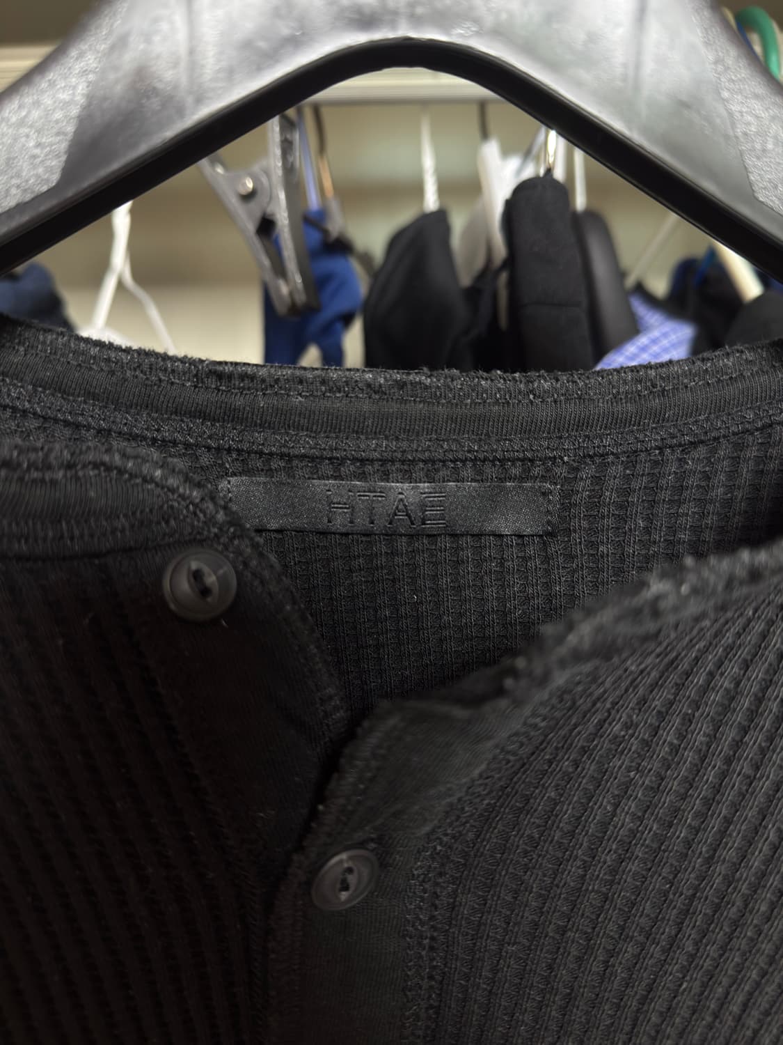 Htae 90’s Thermal Henley Neck Gym Black 상품이미지4