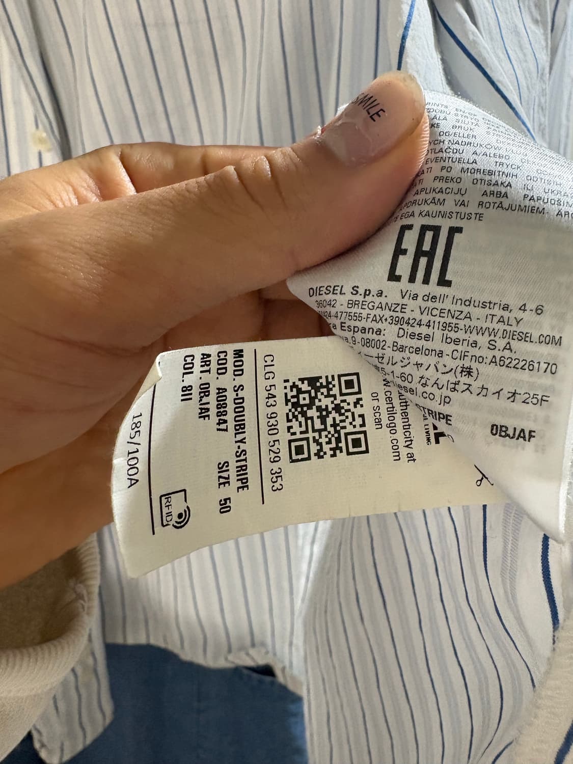 디젤 스트라이프 패턴 셔츠 상품이미지3