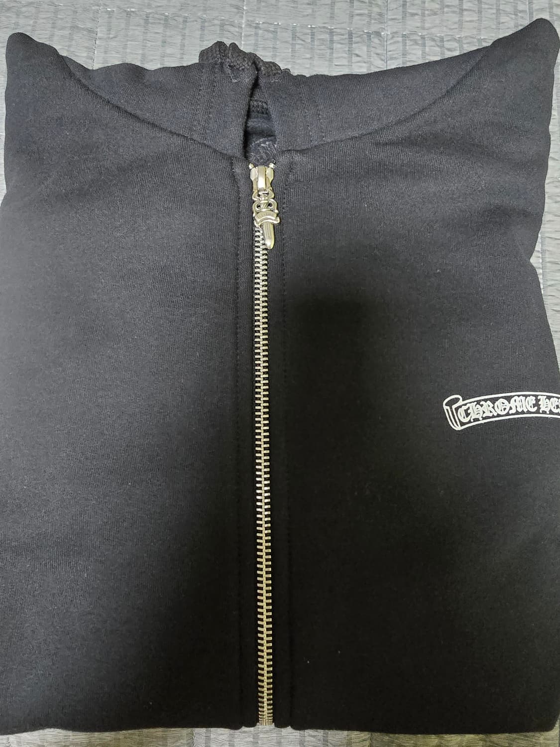 [L] 크롬하츠 스크롤로고 플리스 후드집업 블랙 L 상품이미지1