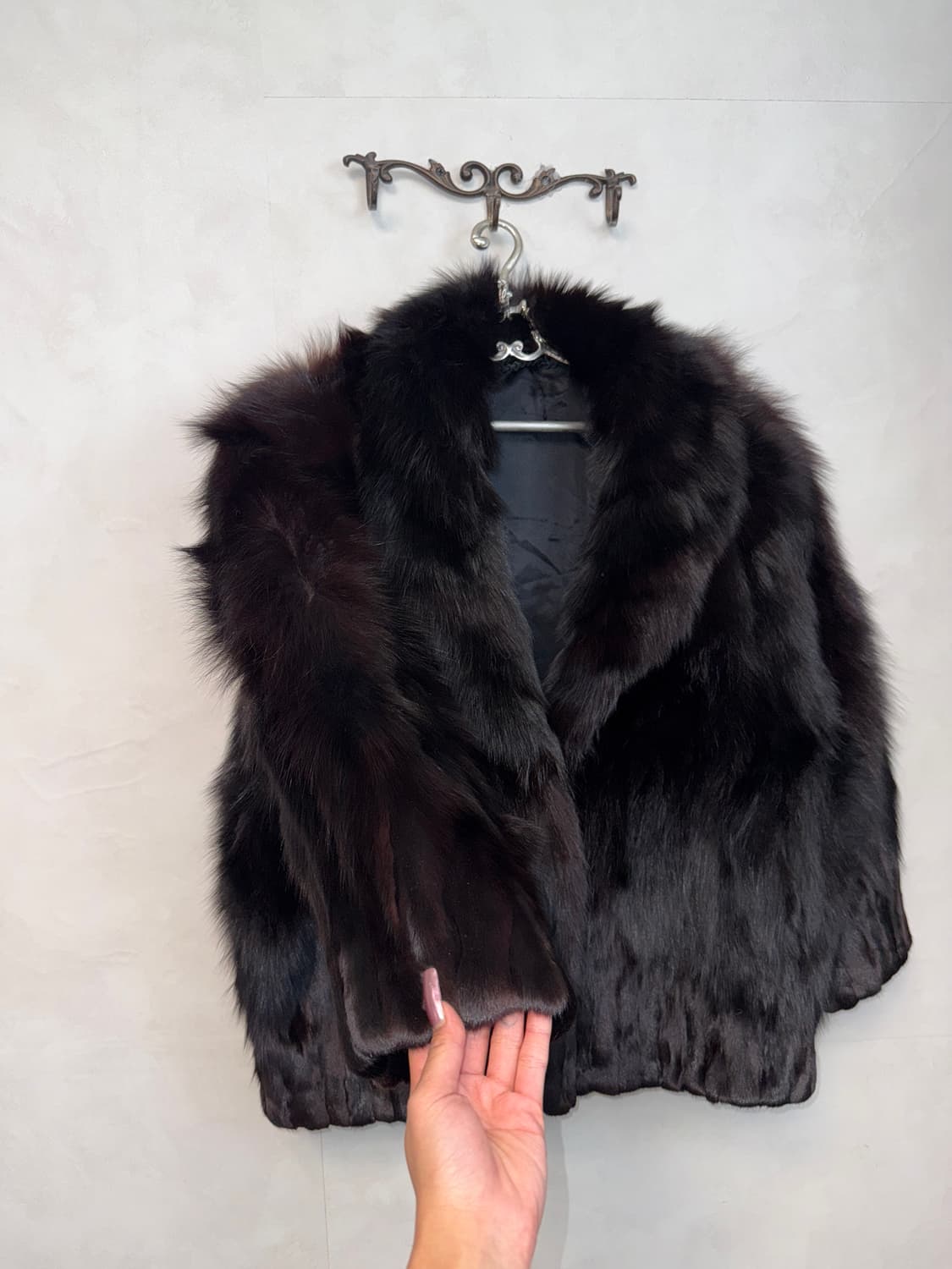 Black fox fur coat jacket 상품이미지5