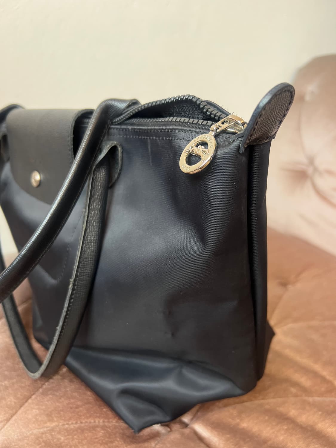 롱샴 르플리아쥬 블랙 빅숄더백 토트백 상품이미지4