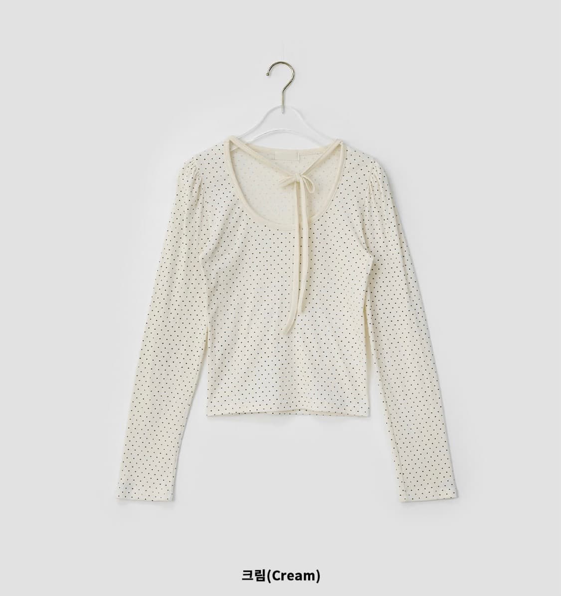 바이너리원 플리노 리본 도트티셔츠 (크림) 상품이미지2